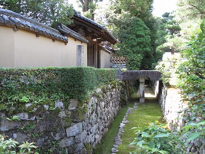 An empty moat surrounds the walls of Koho-an Temple.